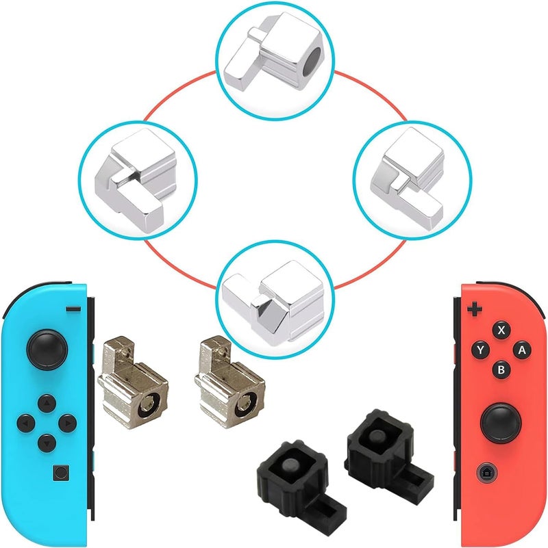 CTHTBZ 8PCS Replacement Metal Lock Buckles Latches for Nintendo Switch OLED Joycon with Springs Tools(Metal-Silver) - Image 3